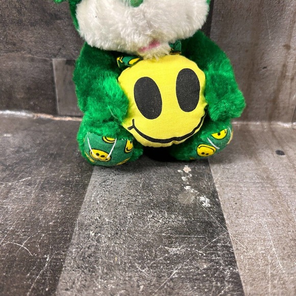VTG NANCO 1997 Nancy Sales Green Plush Animal Smiley Face Colorful Dog Bear? 7" - Picture 3 of 9